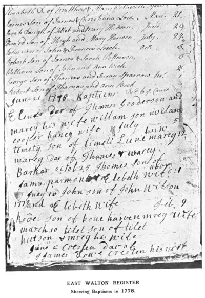 Page from Church Register