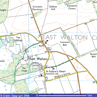 Map showing East Walton